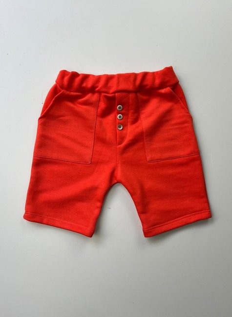 Bermuda Em Moletom Careca Com Bolso Laranja- Colello